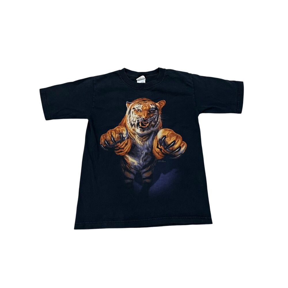 Vintage 90s Anvil Double Sided Tiger Graphic T-Shirt Youth Size M